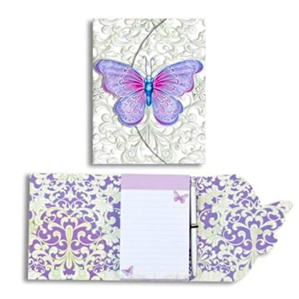 Pictura Lavender Butterfly Purse Embossed Notepad with Pen (1005.003)
